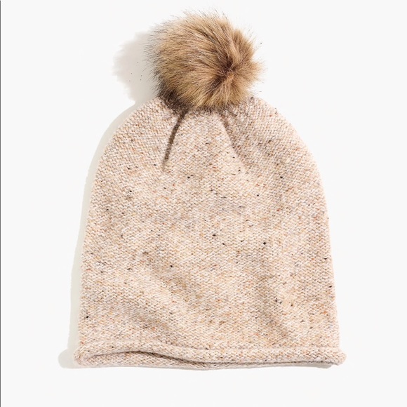 New Madewell Faux-Fur Pom-Pom Beanie - Picture 2 of 2